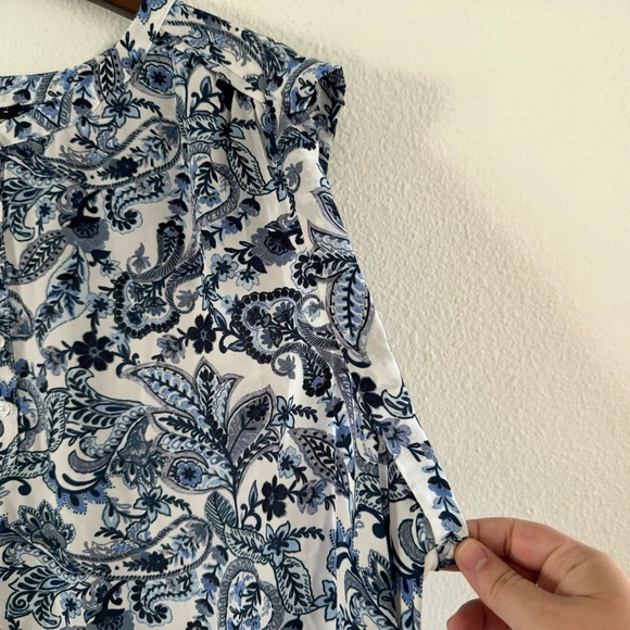 Zac & Rachel Boho Blue Floral Paisley Top Relaxed Fit Plus 3X #1835048A NEW - Picture 4 of 12